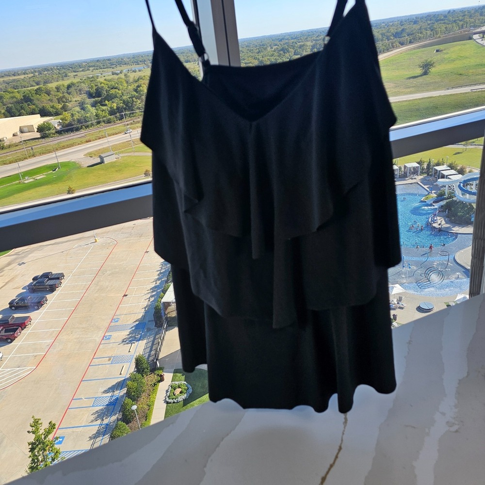 Womens Swimsuit TOP By Aqua Green Plus Size 22W 22 Swimwear Layered Black NWT